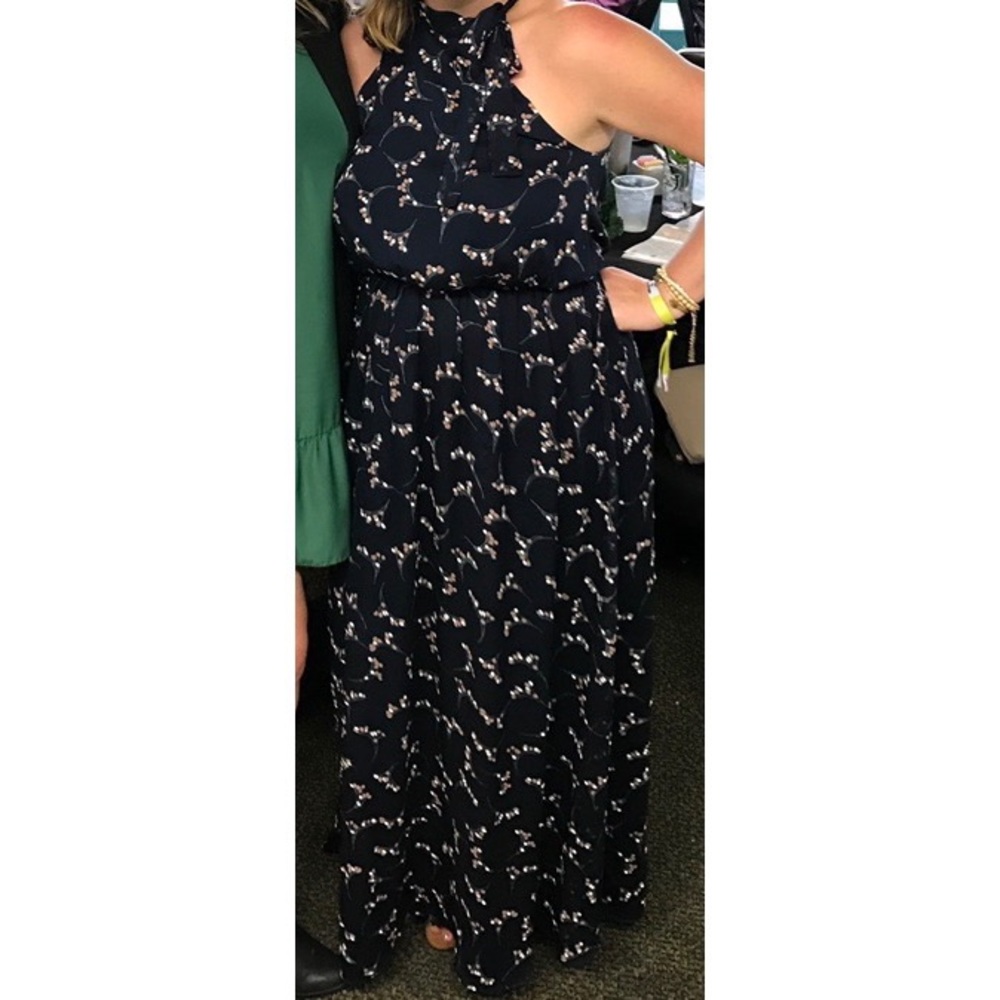 Navy Versona tie-neck maxi dress
